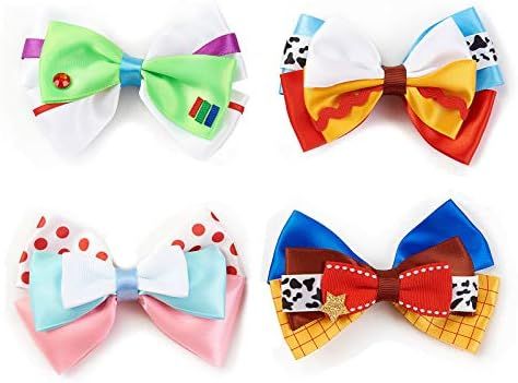 JiaDuo Baby Girls Hair Bow Clips 4pc Cartoon Birthday Party Dress Up Accessories 4 Inch | Amazon (US)
