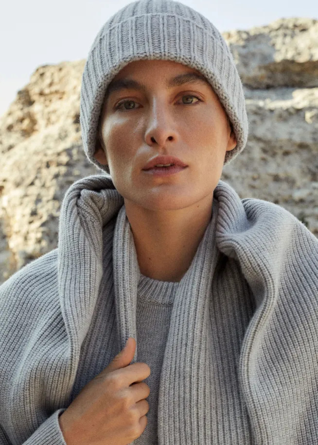 Merino Cashmere Chunky Fisherman Rib Beanie | ME+EM US