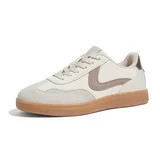 LUCKY STEP Womens Classic Retro Sneakers Non Slip Fashion Casual Shoes,Beige&Grey | Walmart (US)
