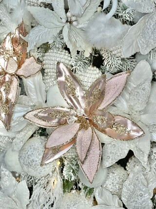 Elegant Rose Gold  Poinsettia with Crystals and Glitter 12'' | Michaels | Michaels Stores
