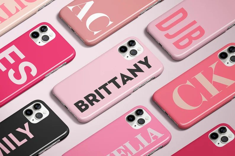Pink Personalized Phone Case / Initial Phone Case Iphone 13 Pro Max / Monogram Phone Case / Custo... | Etsy (US)
