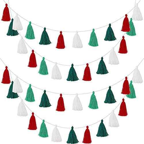 4 Pieces Fall Tassel Garland Christmas Boho Tassel Garland Colorful Decorative Felt Banners Wall ... | Amazon (US)