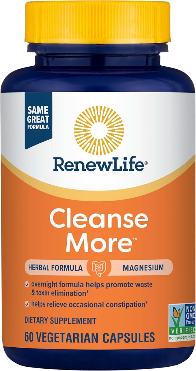 Renew Life Cleanse More Herbal Formula with Magnesium for Overnight Occasional Constipation Relie... | Amazon (US)