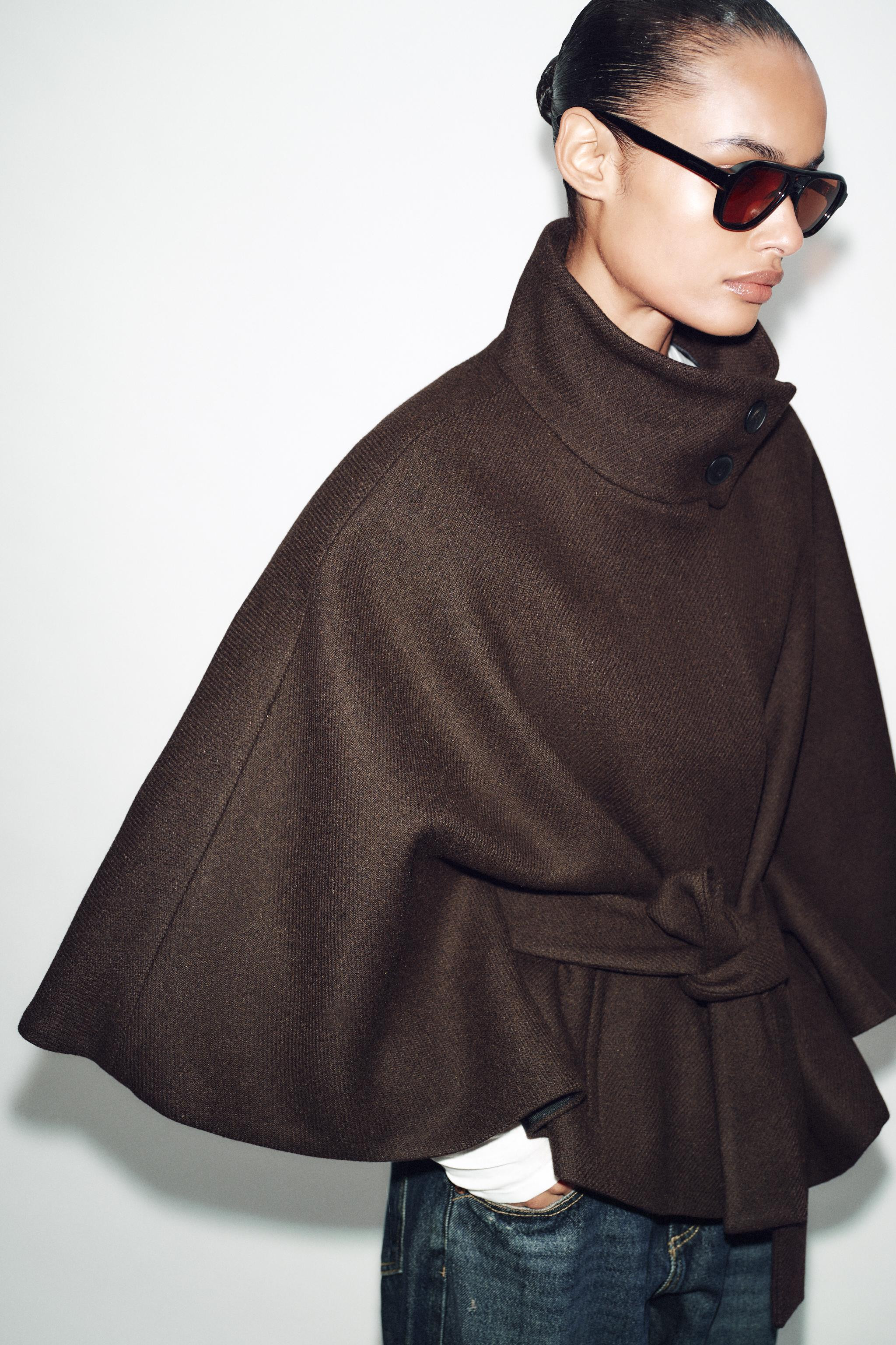 KURZER CAPEMANTEL AUS WOLLE MIT GÜRTEL | Zara DE