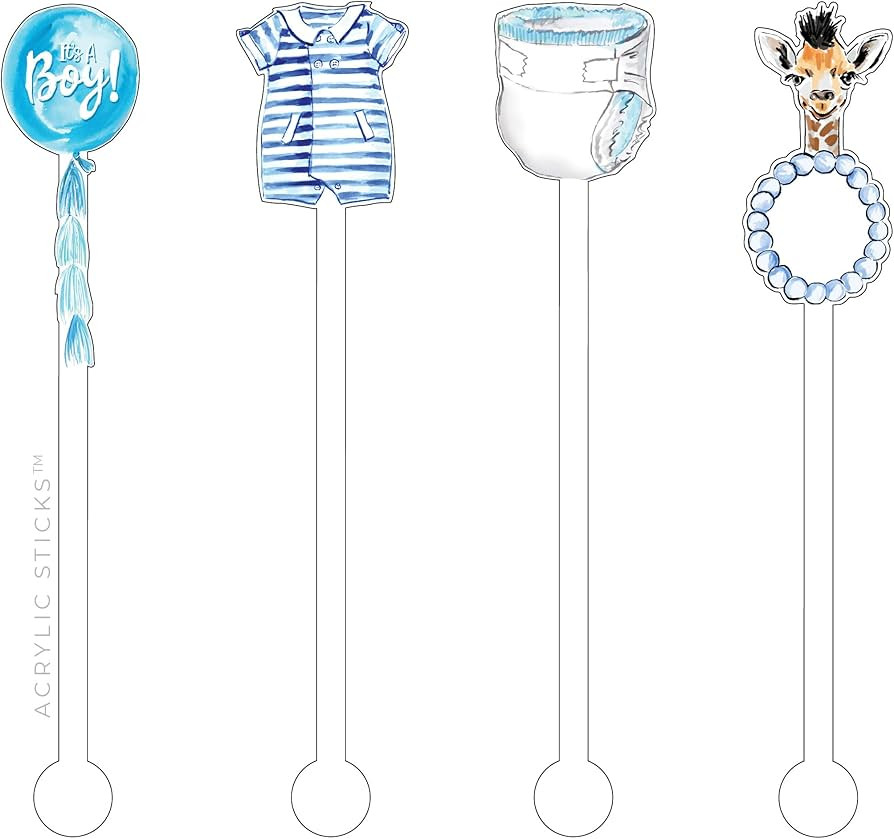 Co. IT'S A BOY ACRYLIC STIR STICKS 4PC COMBO PACK, Decorative Stir Sticks for Cocktails, Acrylic,... | Amazon (US)
