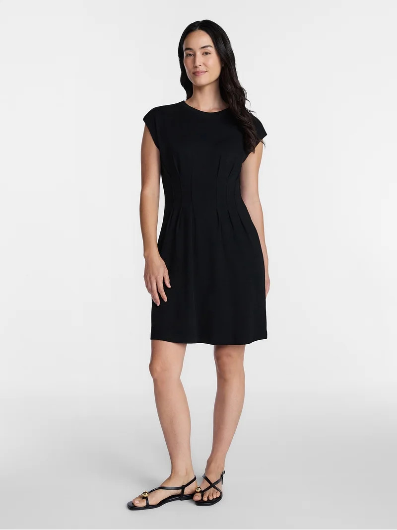 Time and Tru Women's Pleated Waist Cotton Mini Dress, Sizes XS-XXXL | Walmart (US)