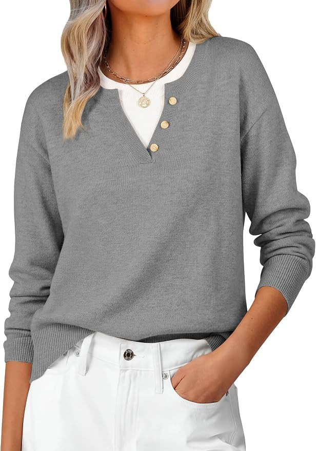 ANRABESS Women's Long Sleeve Lightweight Pullover Sweaters | 2 in 1 Fake Layer Crew Neck, Soft Sk... | Amazon (US)
