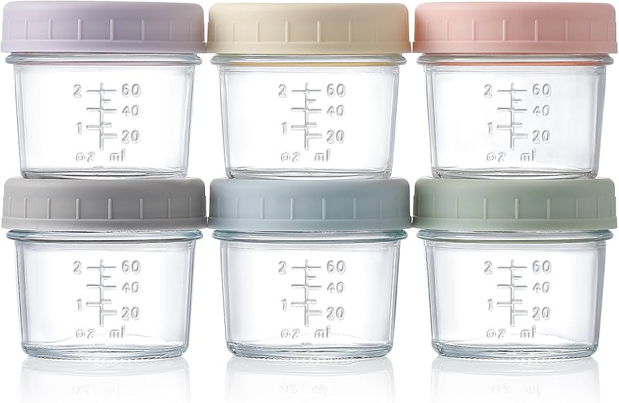 VITEVER 6 Pack Glass Baby Food Storage Containers - 4 oz Baby Food Storage Jars With Lids, Baby F... | Amazon (US)