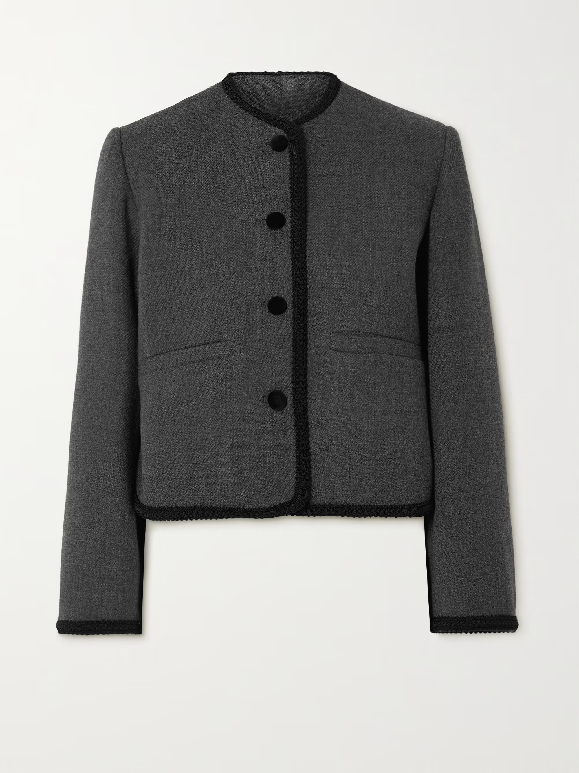 + NET SUSTAIN cropped guipure lace-trimmed wool jacket | NET-A-PORTER (US)