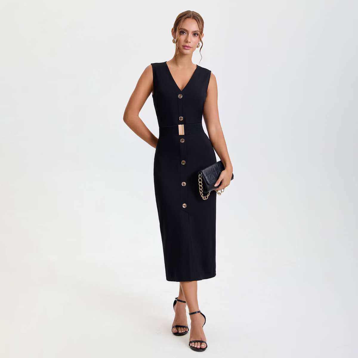 Women's Fitted Knit Maxi Bodycon Dress - A New Day™ Black | Target
