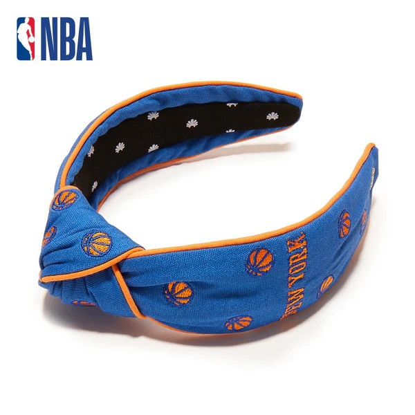 BLUE NEW YORK KNICKS EMBROIDERED KNOTTED HEADBAND | LELE SADOUGHI