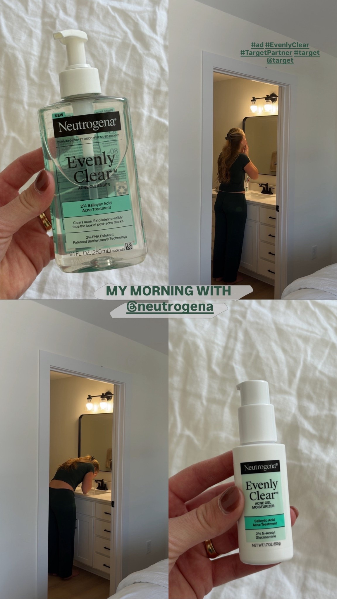 #ad spend the morning with me using the New Neutrogena Evenly Clear Acne Cleanser & NEW Evenly Clear Acne Gel Moisturizer! @Target #EvenlyClear #TargetPartner #Target 