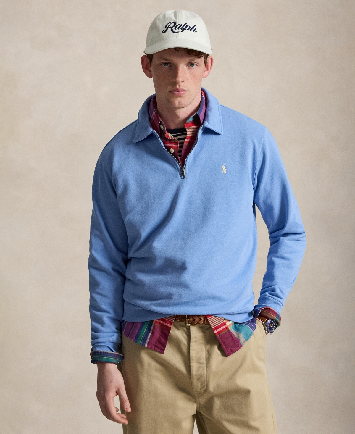 Polo Ralph Lauren Men's Loopback Quarter-Zip Sweatshirt - Bristol Blue | Macy's