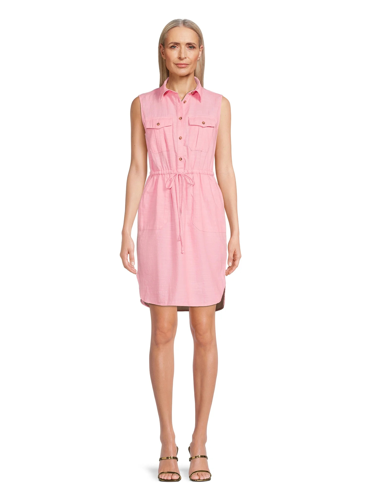 Time and Tru Women's Sleeveless Shirt Dress | Walmart (US)