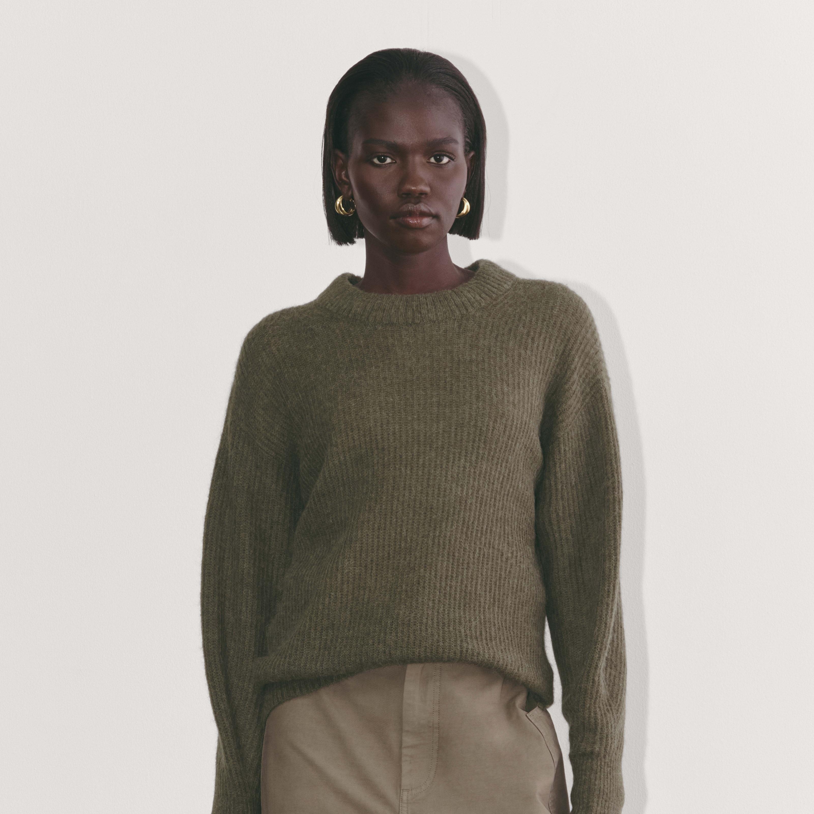 Women's Cocoon Crew in Alpaca Sweater by Everlane in Olive, Size XS | Everlane