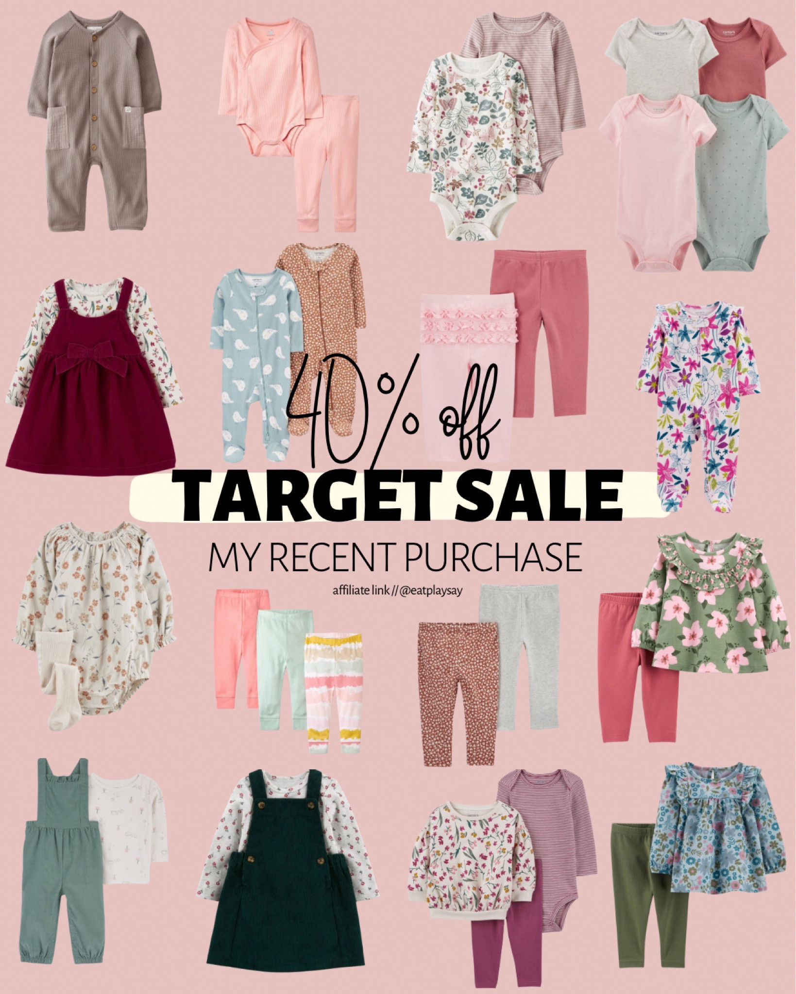 Last day 40% off sale at Target!
Cotton outfits for Penelope- some great holiday options too. 


#LTKHoliday #LTKSeasonal #LTKsalealert