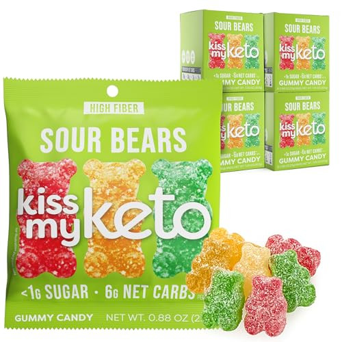 Kiss My Keto Gummies Candy – Low Carb Candy Sour Bears, Keto Snack Pack – Healthy Candy Gummys – Vegan Candy, Keto Gummy Candy – Keto Candy Gummies (32-pack) | Amazon (US)