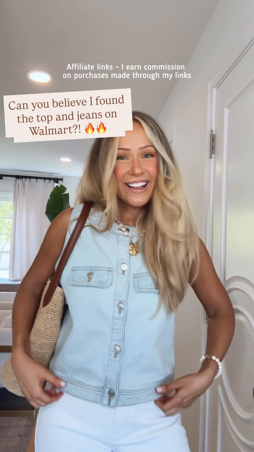 Affiliate links - I earn commission on purchases made through my links | Walmart outfit spring
Walmart denim top
Walmart white jeans