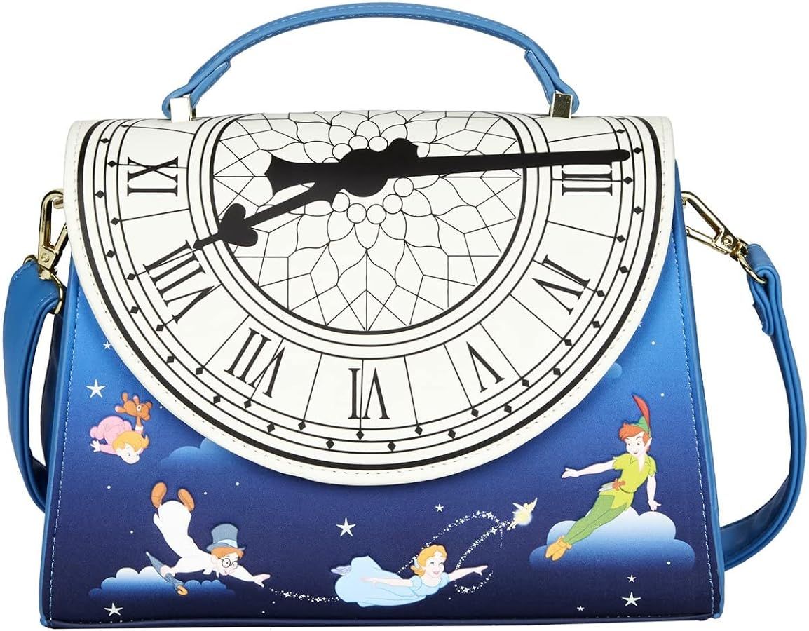 Loungefly Peter Pan Glow Clock Crossbody Bag Blue | Amazon (US)