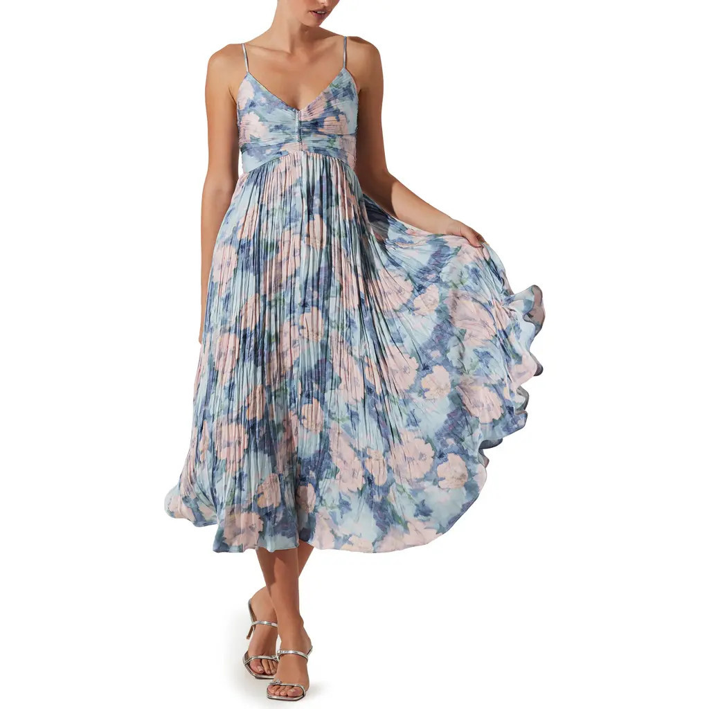 ASTR the Label Maeve Midi Dress in Blue Multi Abstract at Nordstrom, Size Small | Nordstrom