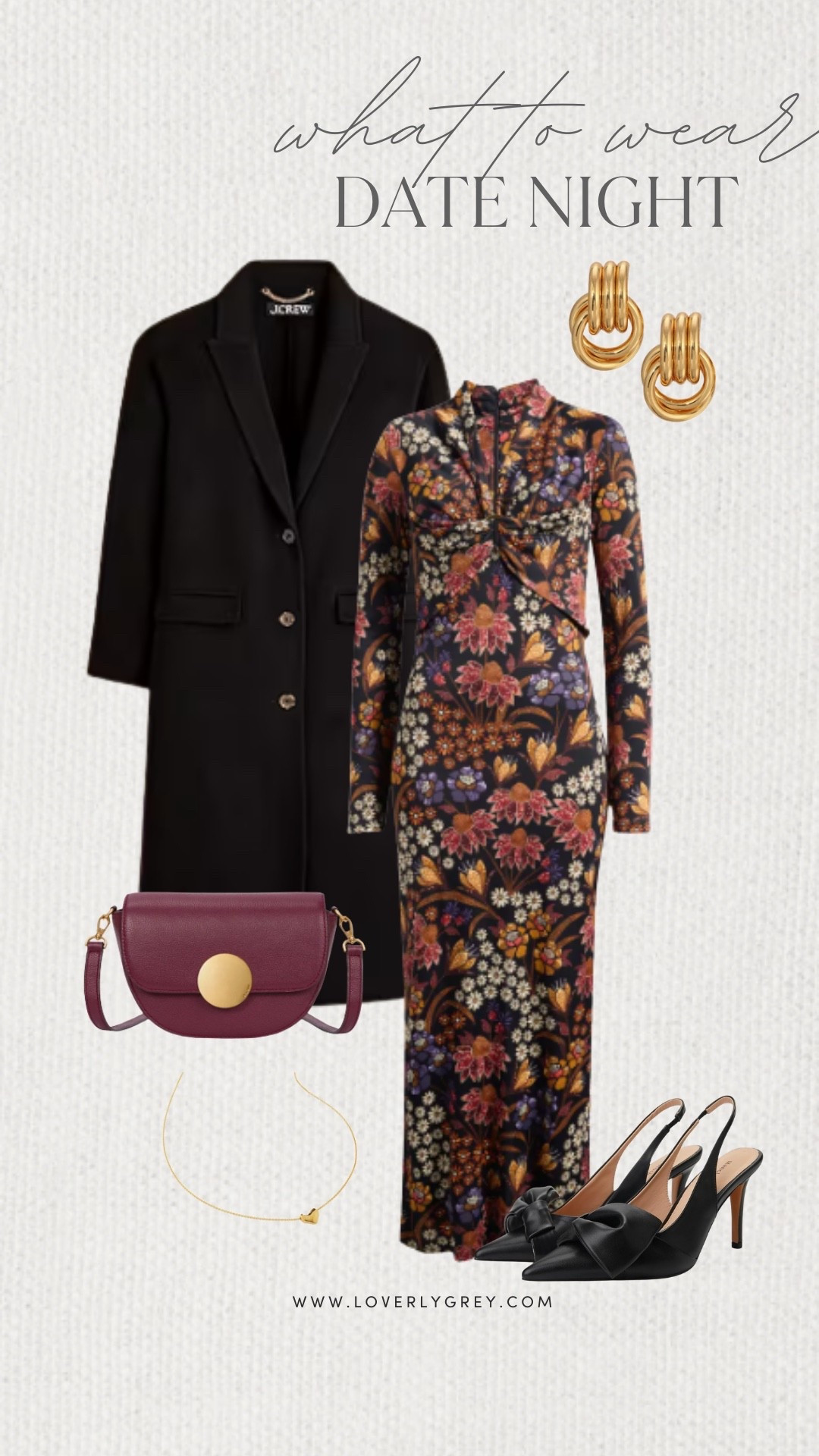 Loverly Grey, what to wear on a date night. This floral dress from Farm Rio is a stunning dress to wear out for a date. Pair the look with a plum purse from Nordstrom, gold earrings, and black heels. Loverly Grey, what to wear, date night

#LTKgrwm #LTKootd #LTKSeasonal