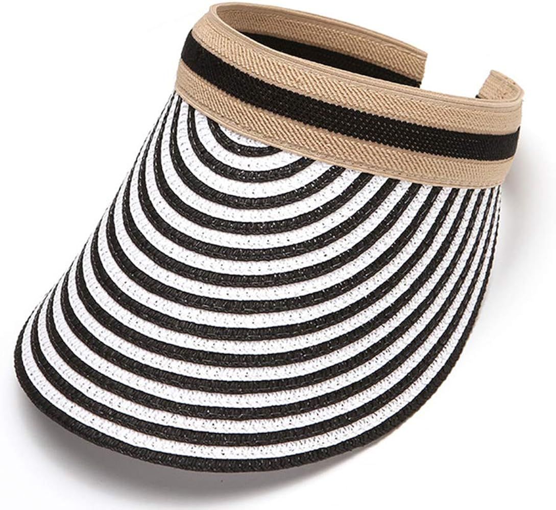EachWell Women UV Sun Protection Packable Straw Wide Brim Beach Visor Sun Hat | Amazon (US)