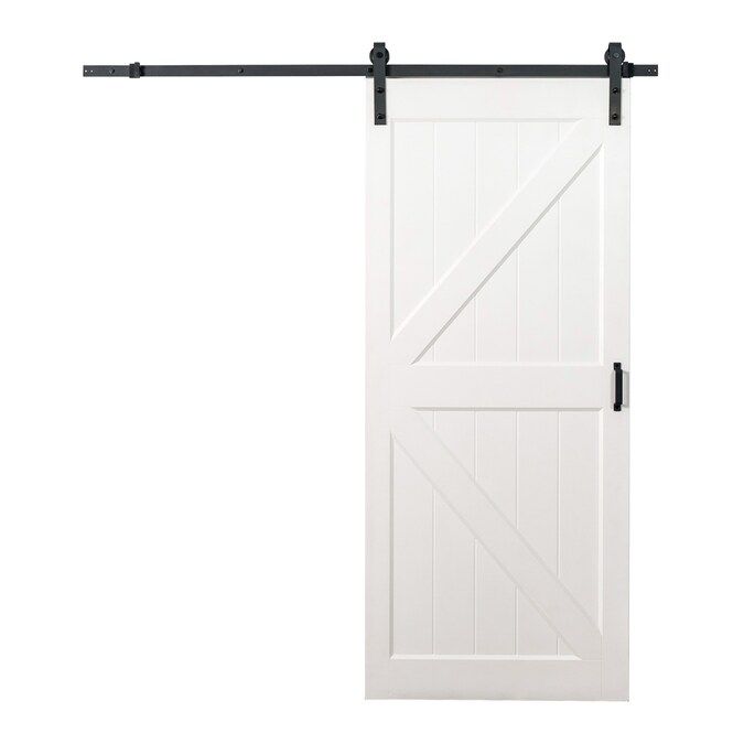 Renin Hollow core K brace 36-in x 84-in White K-frame Prefinished MDF Single Barn Door (Hardware ... | Lowe's