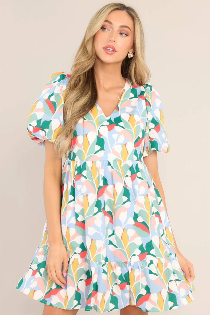 Living My Best Life Sky Blue Multi Print Dress | Red Dress