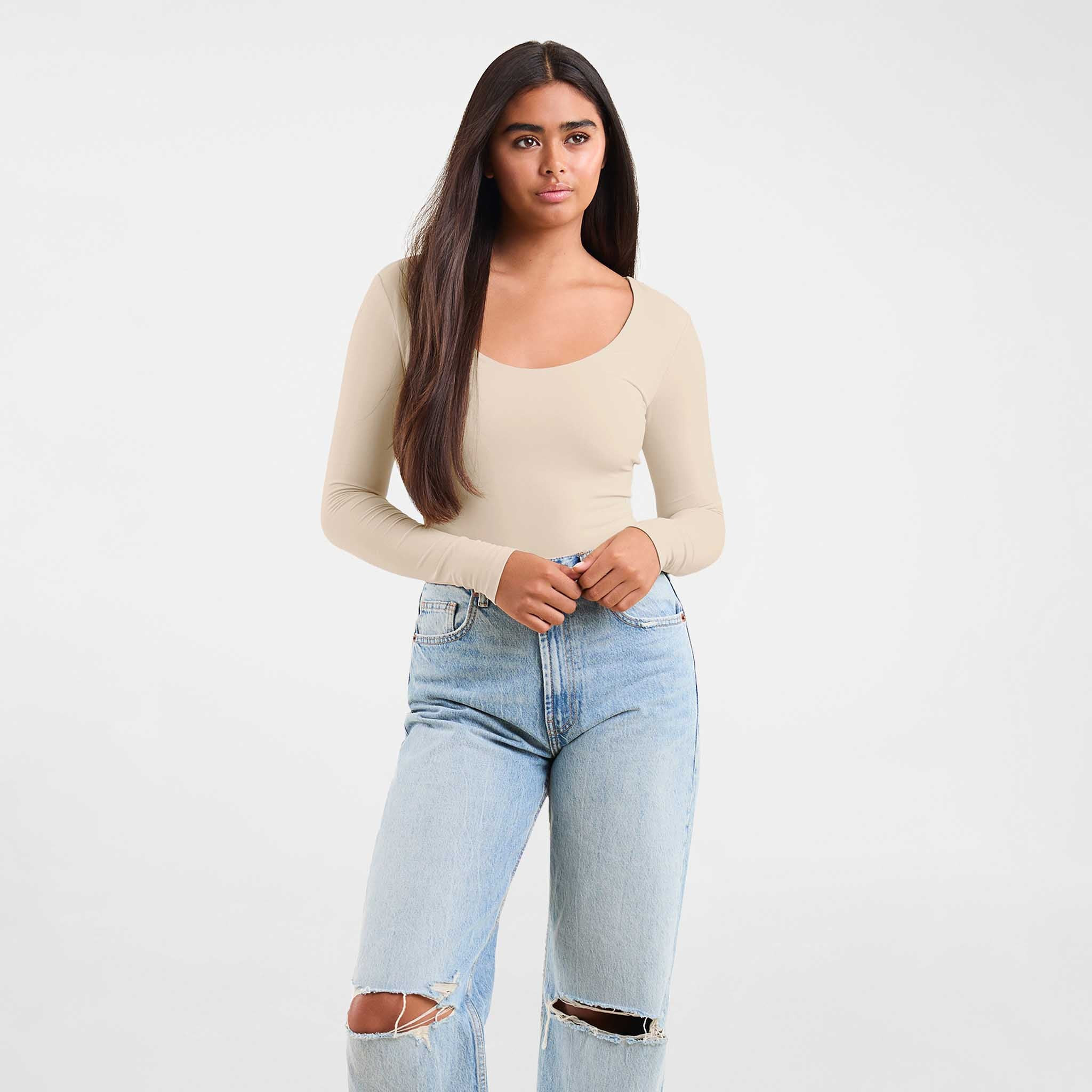 Long Sleeve Scoop Neck Bodysuit | Nuuds US
