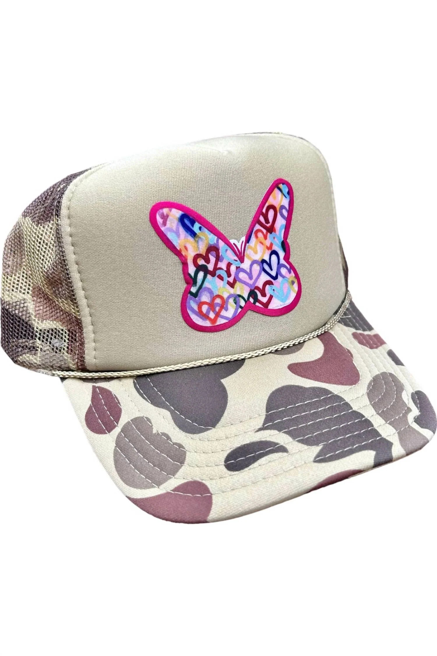 Women's Butterfly Trucker Hat In Camouflage | Shop Simon