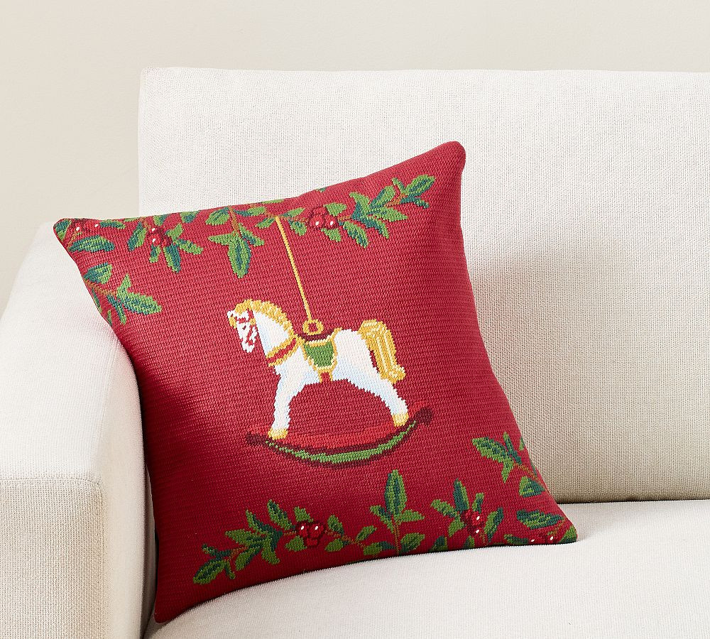 Rocking Horse Needlepoint Filled Pillow | Pottery Barn (US)