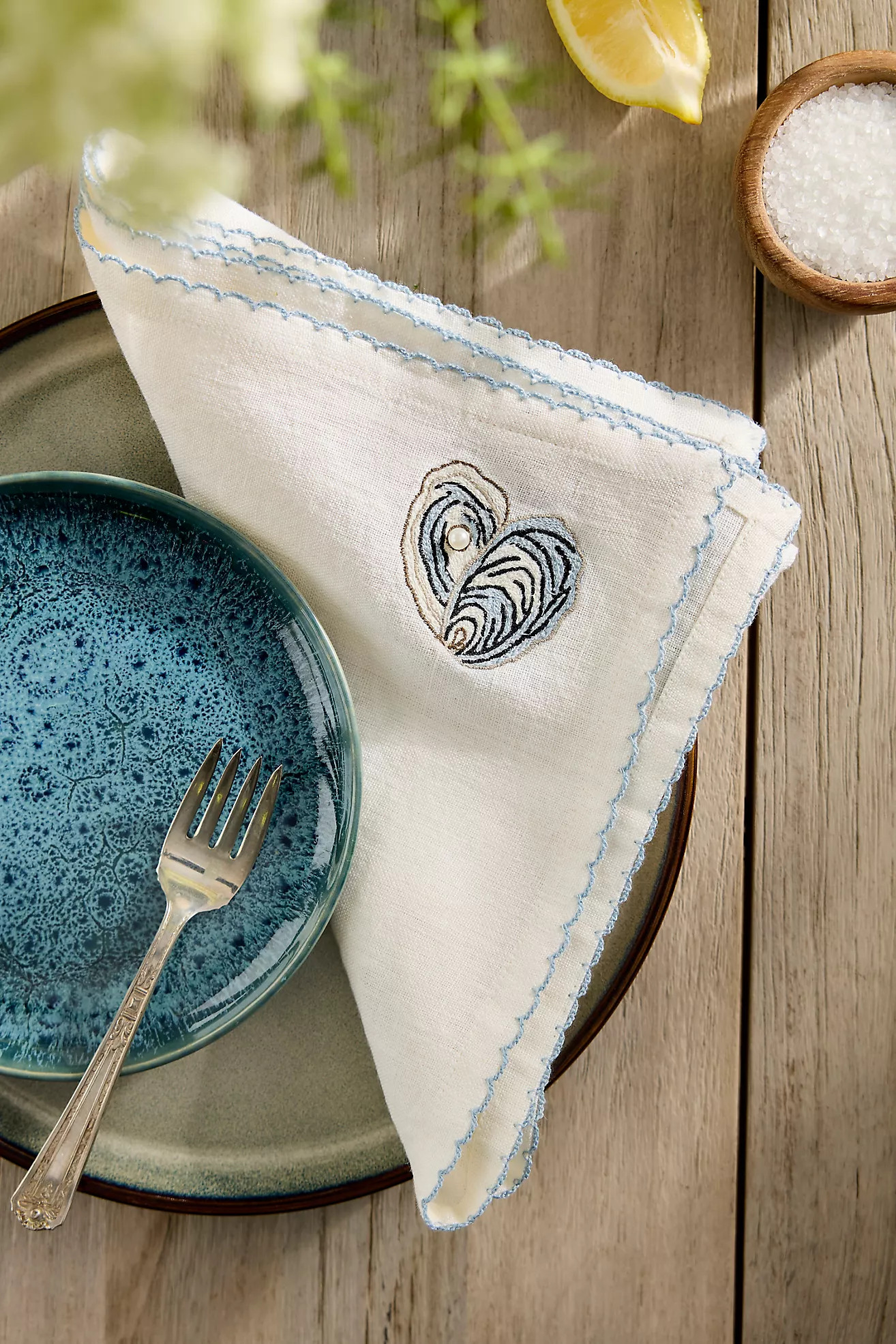 Embroidered Seafood Linen Napkins, Set of 2 | Terrain