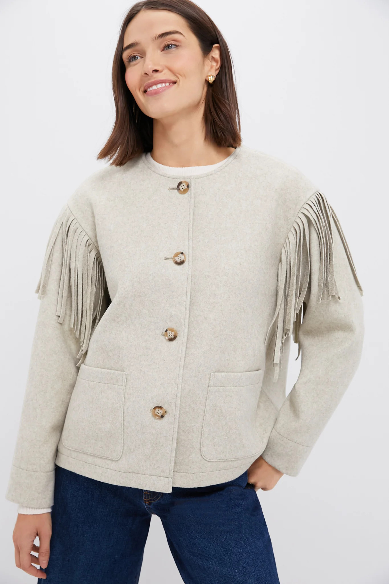 Melange Gray Fringe Purcell Jacket | Tuckernuck (US)