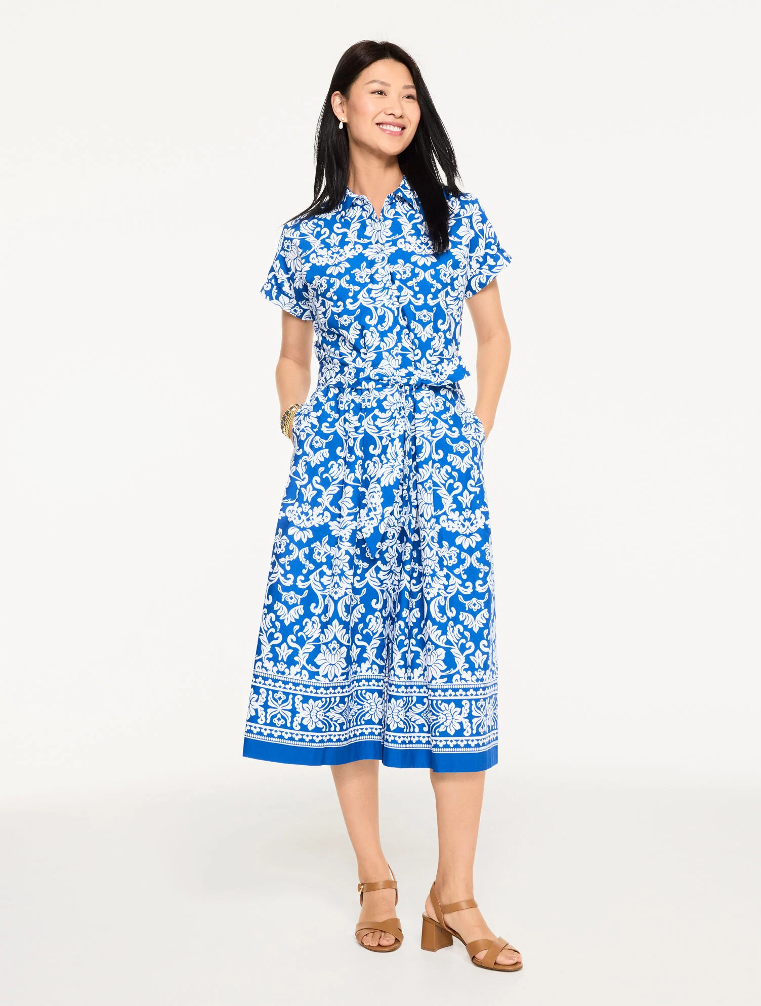 Modern Poplin Shirtdress - Damask Swirl | Talbots