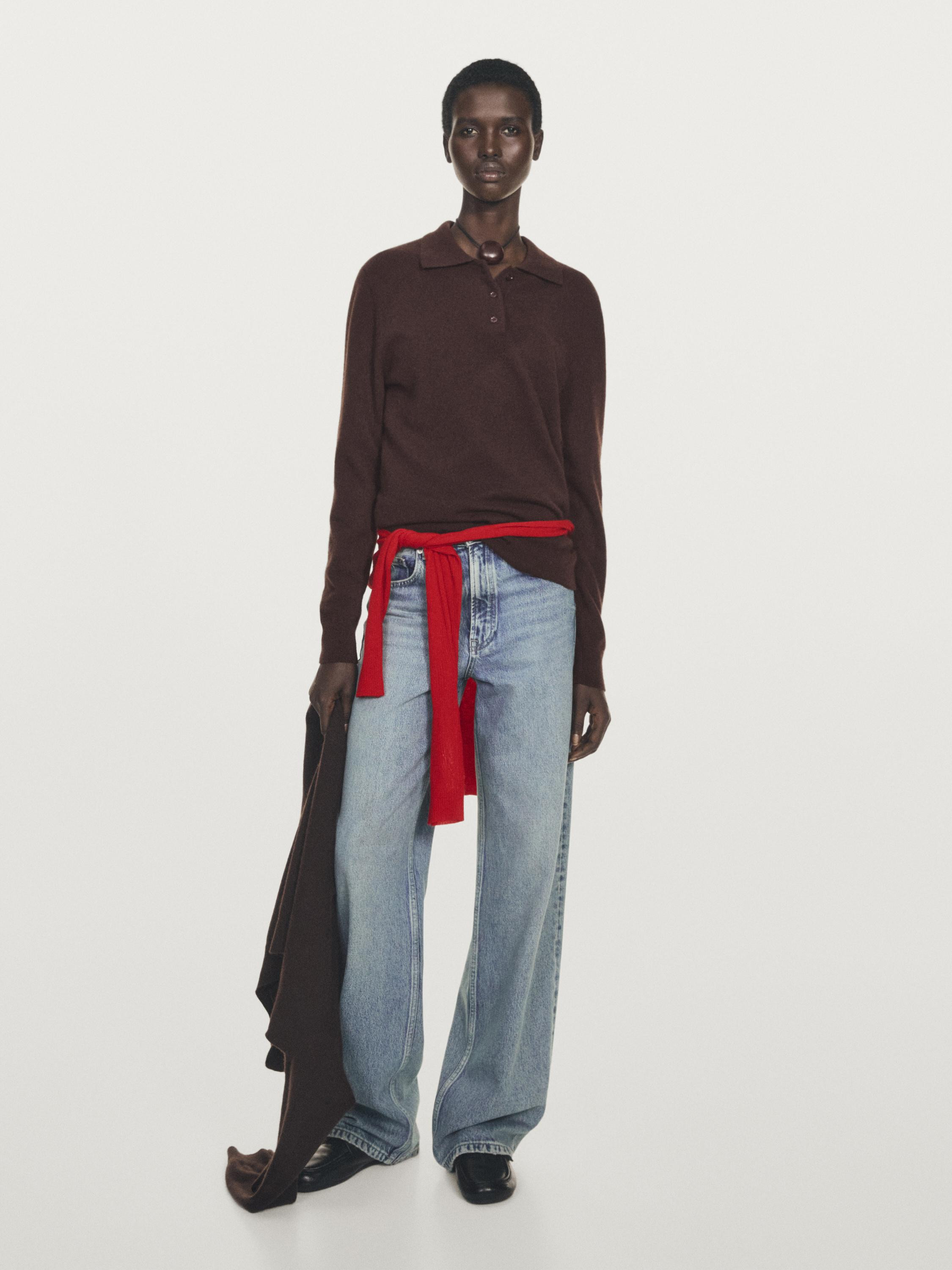 Strick-Pullover aus 100% Kaschmir. Lange Ärmel. Polokragen mit Knopfverschluss. Weicher, angeneh... | Massimo Dutti DE