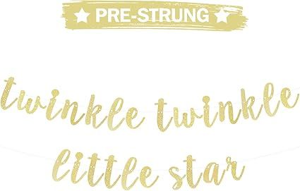 LINGTEER Twinkle Twinkle Little Star Gold Glitter Bunting Banner Perfect for Baby Shower First Bi... | Amazon (US)