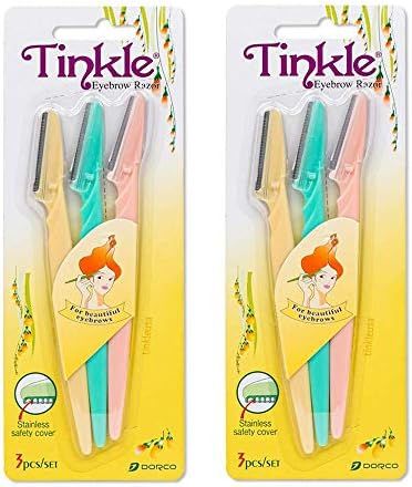 Tinkle Dorco Eyebrow Razor, Hair Trimmer Shaver and Tough Up Tool, Facial Razor with Safety Cover... | Amazon (US)