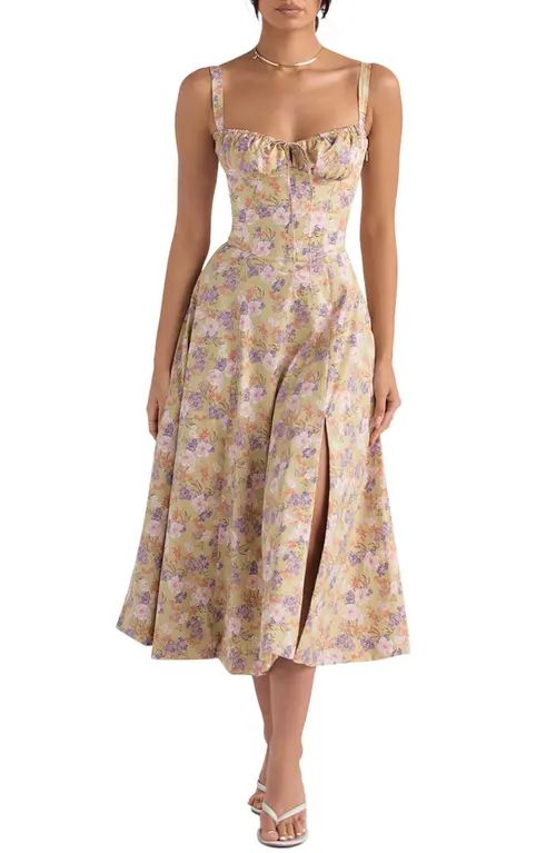 HOUSE OF CB Carmen Floral Bustier Sundress in Peony Print at Nordstrom, Size X-Small A | Nordstrom