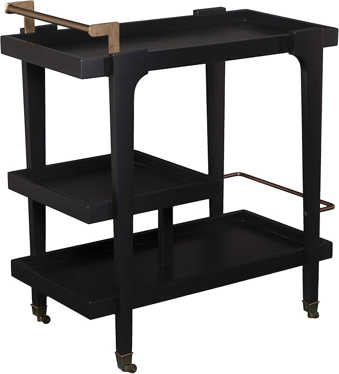 SEI Furniture Zhori Midcentury Modern 3-Tier Bar Cart, Black | Amazon (US)