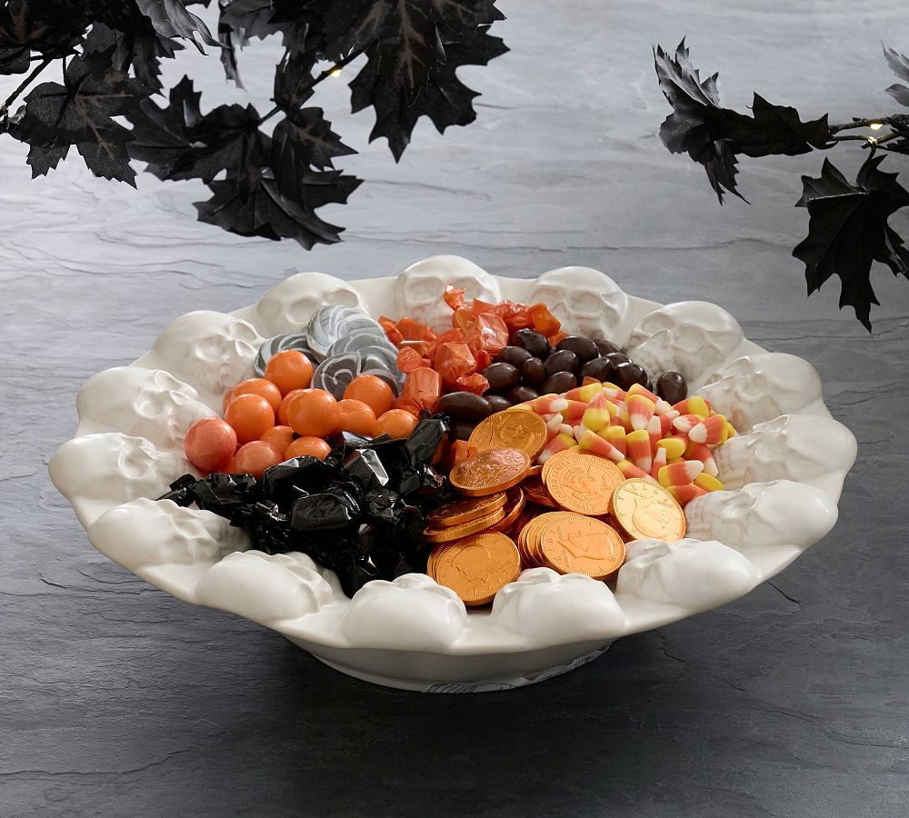 Figural Skull Stoneware Candy Bowl | Pottery Barn (US)