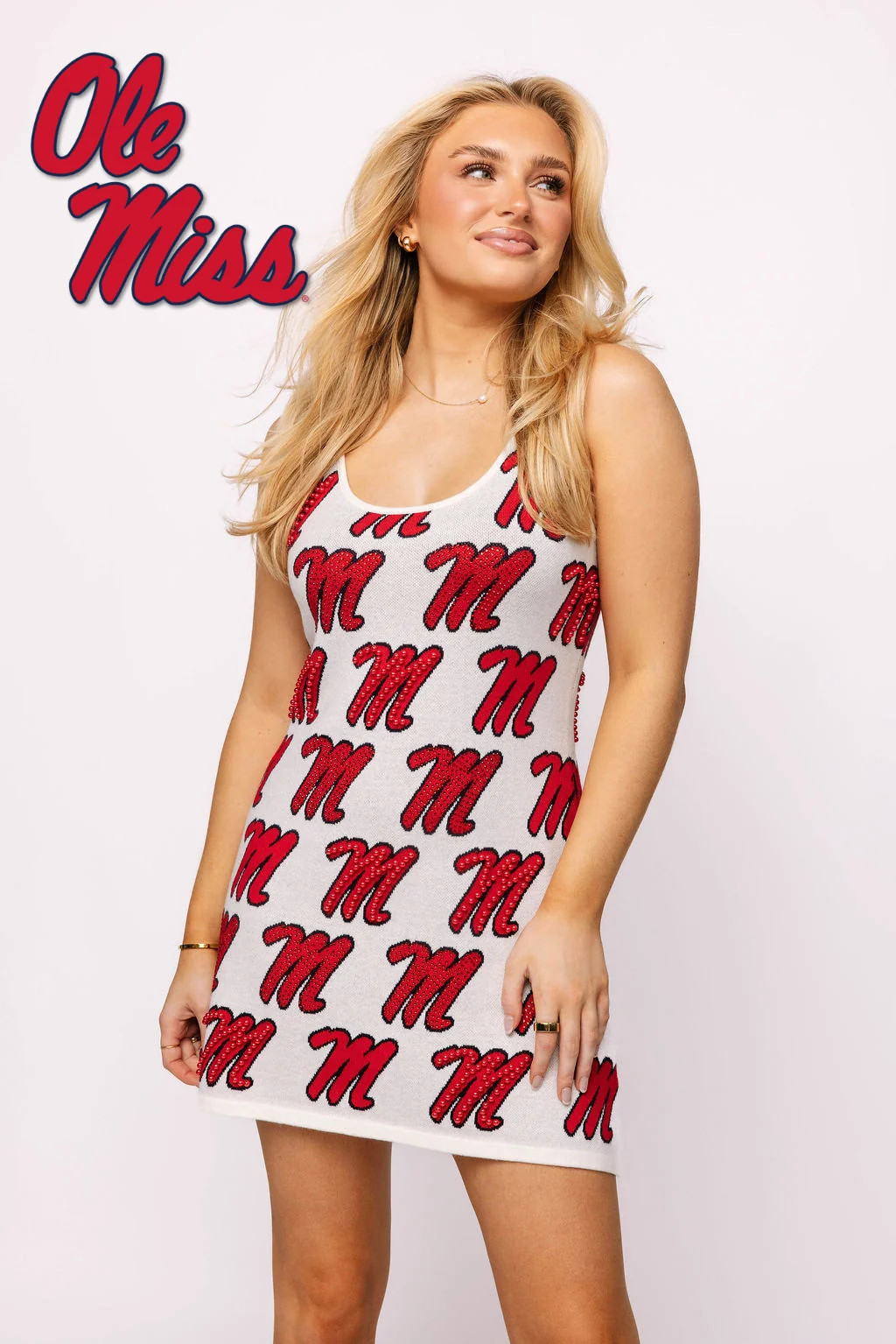 Licensed Ole Miss Knit In Mascot Rhinestone Knit Tank Dress | Queen of Sparkles