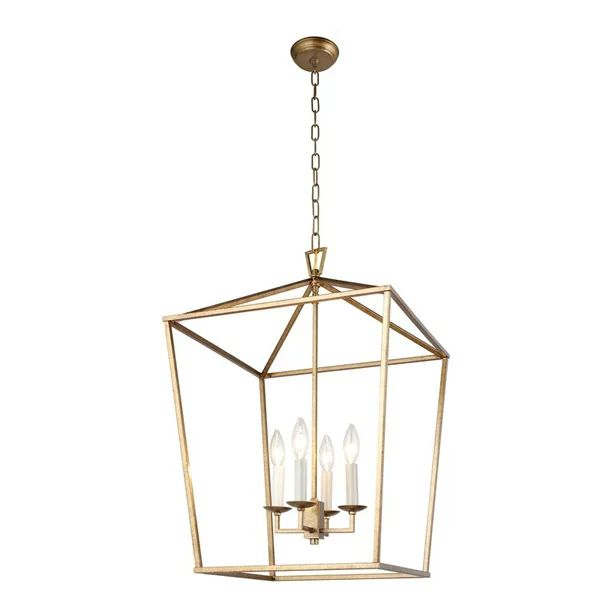 Moti Lighting Hollie 4-Light Metal Lantern Shape Pendant Fixture in Antique Gold | Walmart (US)