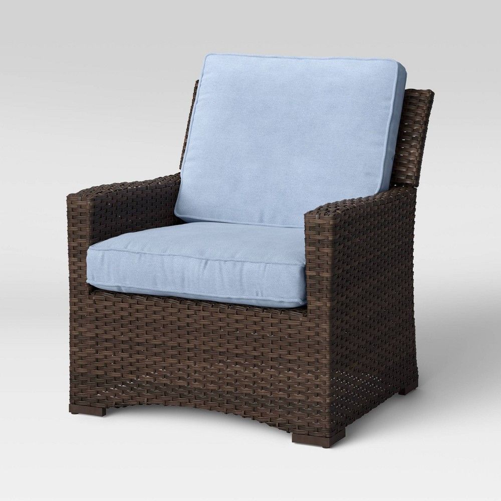 Halsted Wicker Patio Club Chair - Chambray - Threshold | Target