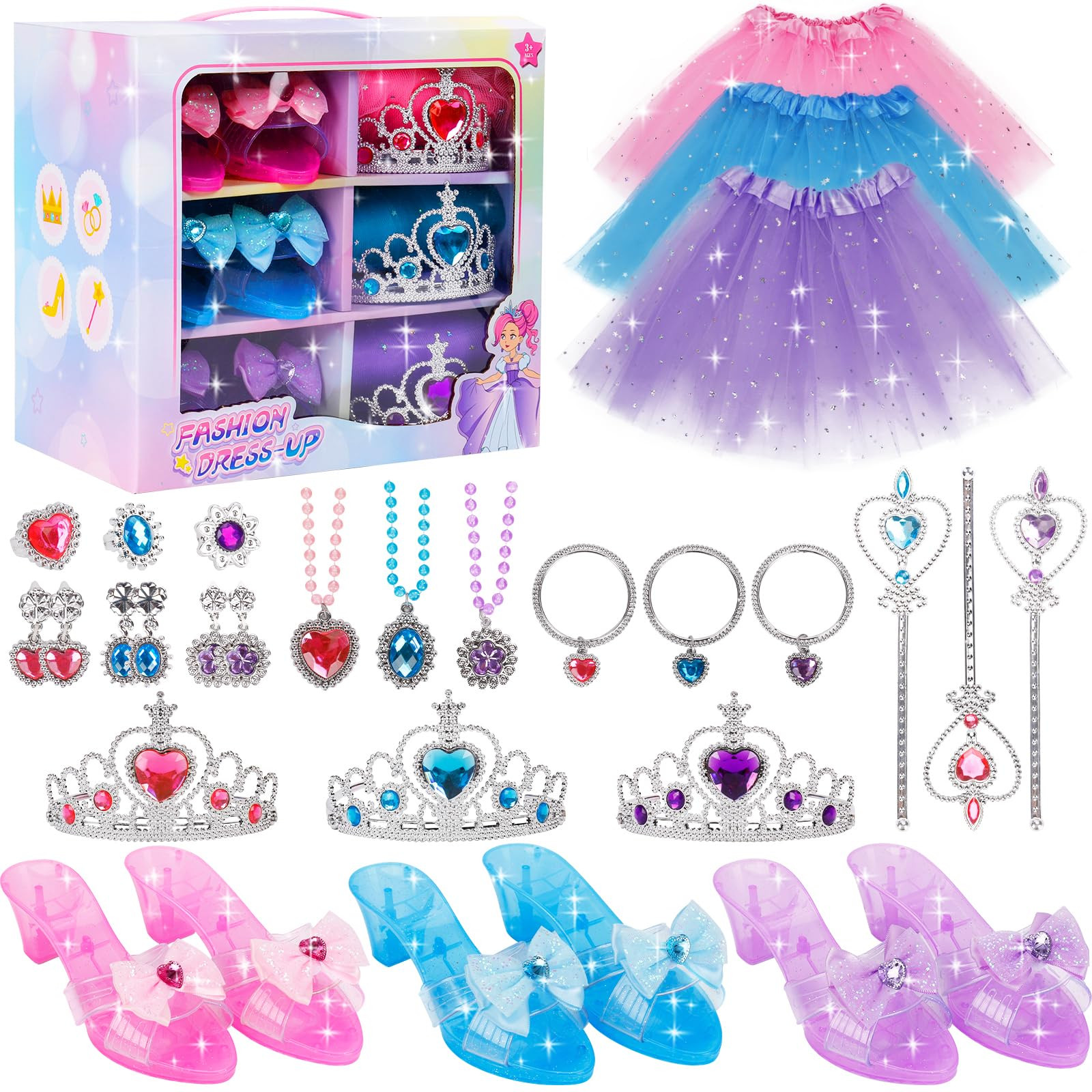Princess Dress Up Toy Set, Girls Jewelry Boutique Role Playing Game, Toddler Dress Up Princess Sh... | Amazon (US)