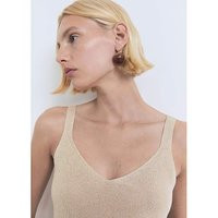 Mango Lurex Knitted V-Neck Top Beige - Mango - Size: M | JD Williams (UK)