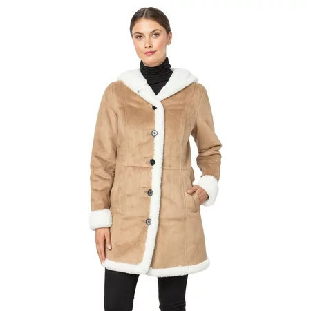 Details Women s Faux Shearling Coat | Walmart (US)
