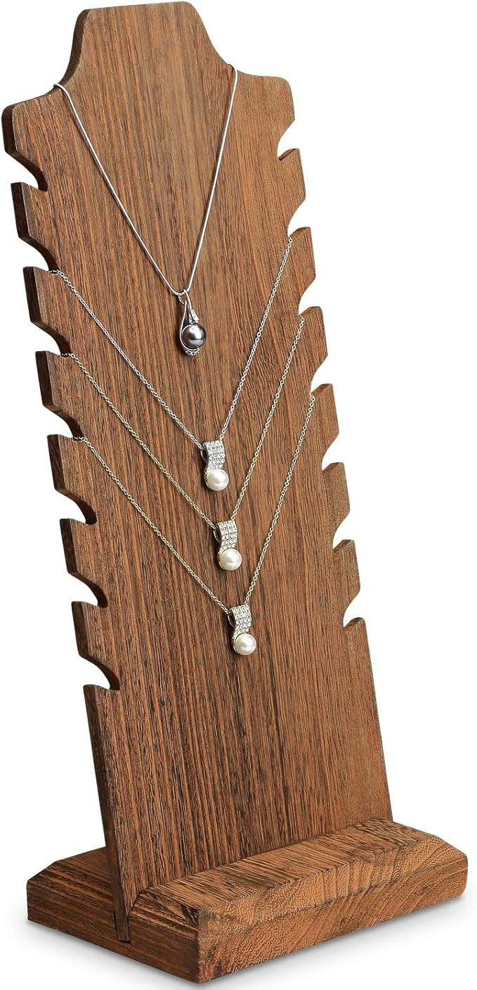 MOOCA Wooden Freestanding Necklace Holder Stand for Multiple Necklaces, Necklace Display Stand, J... | Amazon (US)