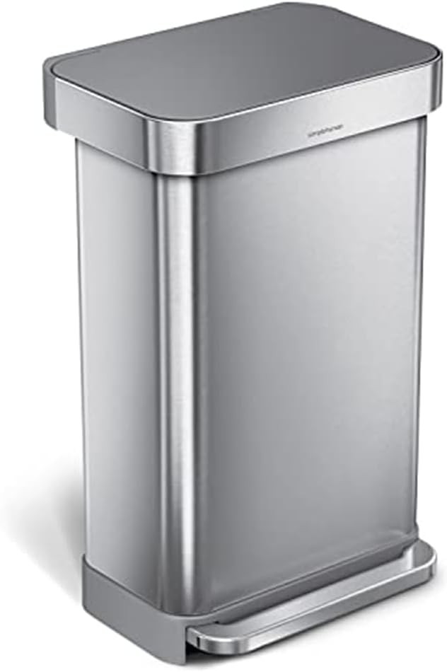 simplehuman 45 Liter / 12 Gallon Liter Rectangular Hands-Free Kitchen Step Trash Can with Soft-Cl... | Amazon (US)