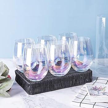 Iridescent Stemless Wine Glasses 6 Count | Amazon (US)