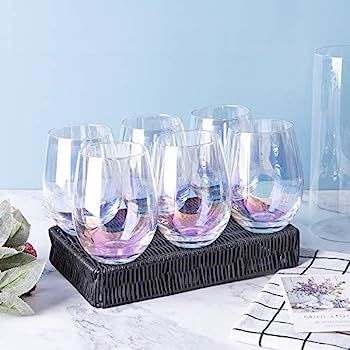 Iridescent Stemless Wine Glasses 6 Count | Amazon (US)